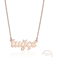 Bigakan 925 Ayar Gümüş Tuğçe Isimli Kolye Rose Kaplama