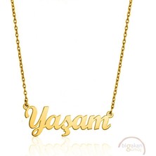 Bigakan 925 Ayar Gümüş Altın Kaplama Yaşam Isimli Kolye