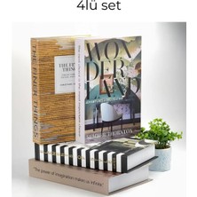 Bak Gel Al 4lü Kitap Görünümlü Dekoratif Saklama Kutusu Seti, Iskandinav Tarz Ev Ofis Dekoru, Organizer Hediye