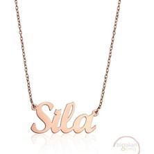 Bigakan 925 Ayar Gümüş Sila Isimli Kolye Rose Kaplama