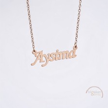 Bigakan 925 Ayar Gümüş Aysima Isimli Kolye Rose Kaplama