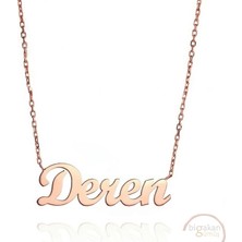 Bigakan 925 Ayar Gümüş Deren Isimli Kolye Rose Kaplama