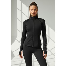 Scorp Aris Kadın Fermuarlı Spor Sweatshirt Siyah
