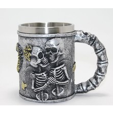 EkoAlışverişDünyam Sonsuz Aşk Iskelet Tasarımlı 3D Kabartmalı Çelik Kupa Bardak