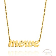 Bigakan 925 Ayar Gümüş Altın Kaplama Merve Isimli Kolye