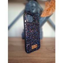 Puloka iPhone 13 Uyumlu Simli Işıltılı Taşlı Içi Kadife Kamera Koruma Çıkıntılı Yüksek Kalite Lüks Kılıf