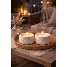 Perivar 2’li Dekoratif Mumluk Seti – El Yapımı TaşTozu Mumluk – Modern Şık Ev Dekoru