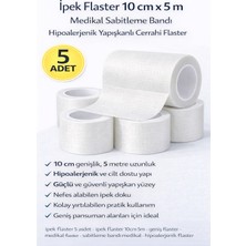TeknoKapsül Ipek Flaster 10 cm x 5 M 5 Adet Medikal Sabitleme Bandı Hipoalerjenik Yapışkanlı Cerrahi Flaster
