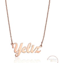 Bigakan 925 Ayar Gümüş Yeliz Isimli Kolye Rose Kaplama