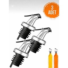 Çeliker Yağdanlık Ucu 3'lü Akıtmaz Kapaklı Şişe Ucu Tıpa Silikon Yağ Dökme Aparatı Ağızlık Mutfak Aksesuar