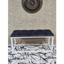 Sevinç Mobilya Beyaz Boyalı Diktörtgen 100 cm x 40 cm Oturak Puf - Bench - Makyaj Oturağı - Oturak