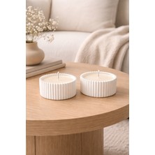 Perivar 2’li Dekoratif Mum Seti – El Yapımı Taş Tozu Mum Minimal Ev Dekoru