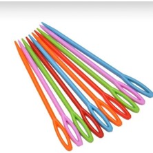 Atlas Hobi 9 cm Plastik Ip Geçirme Iğnesi - Büyük Gözlü Karışık Renk El Işi Iğnesi 50 Adet