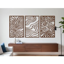 3 Parça Modern Geometrik Ahşap Duvar Tablosu Seti – Dekoratif Mdf Tablo