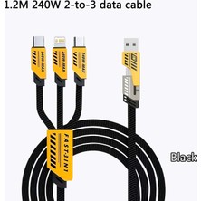 Azurtech 3'ü 1 Arada 240W USB Tip-C'den Tip-C/mikro Usb/l Hızlı Şarj Veri Kablosu - iPhone Android Dizüstü Tablet Için 12M