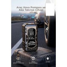 MiraLive Araç Hava Kompresörü Akü Takviyeli Powerbank Dijital Ekranlı Işıklı Taşınabilir Kompresör