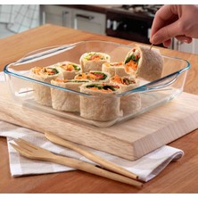 Paşabahçe Borcam Küçük Kapaklı Kare Fırın Kabı 1040 cc