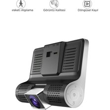 DS LLC Araç Içi Kamera Gece Görüşlü 1080P G Sensörlü 3 Kameralı Geri Görüş Kamerası TA02 Siya