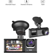 DS LLC Araç Içi Kamera Gece Görüşlü LCD Ekranlı 1080P 3 Kameralı Araç Kamerası TA01 Siyah Iegtgr