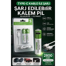 Yellowtech Şarj Edilebilir Aa Kalem Pil Type-C Girişli 1.5V 2800MWH Lityum 2’li Set