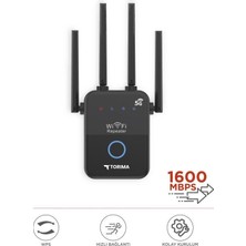 MiraLive Wifi Router Çift Bant 1600MBPS 4 Anten Yüksek Hızlı AC35Q Siyah