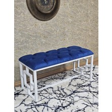 Sevinç Mobilya Beyaz Boyalı Içi Kareli Diktörtgen 100 cm x 40 cm Oturak Puf - Bench - Makyaj Oturağı - Oturak