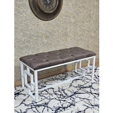 Sevinç Mobilya Beyaz Boyalı Içi Kareli Diktörtgen 100 cm x 40 cm Oturak Puf - Bench - Makyaj Oturağı - Oturak
