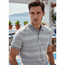 Nakşi Giyim Erkek Polo Yaka Çizgili Örme Modern Fit Yazlık Tişört