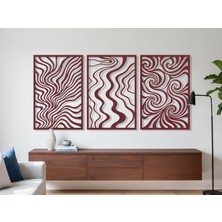3 Parça Modern Geometrik Ahşap Duvar Tablosu Seti – Dekoratif Mdf Tablo