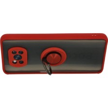 Toyigoo Ieg™  Xiaomi Pocophone X3 Kılıf Montreal Yüzüklü Silikon Kapak - Kırmızı