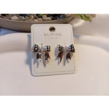 Xuping Jewelry Xuping Gümüş Kaplama Zirkon Taşlı Fiyonk Küpe (1,5 Cm)
