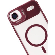 Toyigoo Ieg™  Apple Iphone 17 Air Remim Lensli Magsafe Standlı Kapak - Bordo