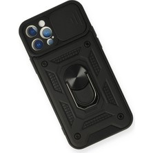 Toyigoo Ieg™  Iphone 12 Pro Kılıf Pars Lens Yüzüklü Silikon - Siyah