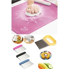 Macgon Silikon Hamur Açma Matı 60*45 Hamur Spatula Kesici Şekilli Cips Doğrama Patates Bıçağı