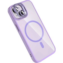 Toyigoo Ieg™  Apple Iphone 15 Plus Remim Lensli Magsafe Standlı Kapak - Lila