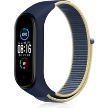 Toyigoo Ieg™  Xiaomi Mi Band 4 Hasırlı Cırtcırtlı Kordon - Sarı-Lacivert