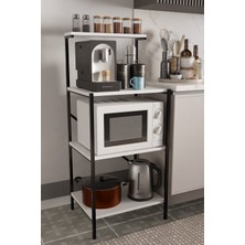 Steel Desing 4 Raflı Metal Ahşap Mutfak Raf Ünitesi ,kahve Köşesi ve Küçük Ev Aletleri Düzenleyici