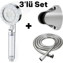 Deyhome 3'lü Set 5 Kademeli Filtreli Masajlı Gri Duş Başlığı + 150 cm Duş Hortumu + Askı Aparatı