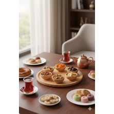 7 Parça Mini Bambu Sosluklu Dönen Servis Tabağı