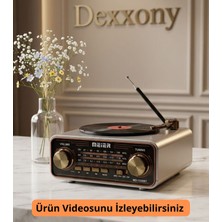 Dexxony Nostaljik Radyo Plakçalar Görünümlü Şarjlı Retro Bluetooth Hoparlör Fm/am/usb/aux