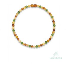 Uçan Geyik Kehribar Doğal Taş Bebek Kolyesi - Güçlü Bağışıklık ve Diş Çıkarma