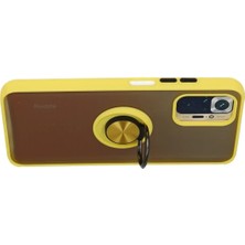 Toyigoo Ieg™  Xiaomi Redmi Note 10 Kılıf Montreal Yüzüklü Silikon Kapak - Sarı