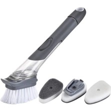 Macgon Deterjan Hazneli 3 Başlıklı Ergonomik Bulaşık Fırçası