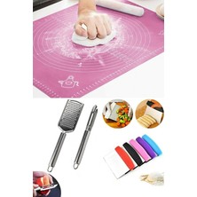 Macgon Silikon Hamur Açma Matı 50*40 cm Hamur Spatula ve Rende Oyacak Seti