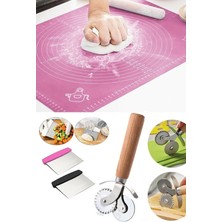Macgon Silikon Hamur Açma Matı + Hamur Spatulası ve Pizza Kesme Aleti Seti