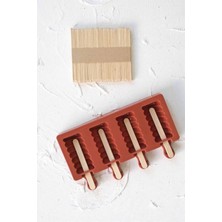 Macgon Silikon Dondurma Kalıbı Twister Modeli 4'lü - 50 Adet Tahta Çubuk Hediye