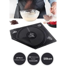 Macgon Pratik Siyah Fırınlanabilir Büyük Boy Silikon Hamur Açma ve Pişirme Matı Silpatı 65 x 45CM