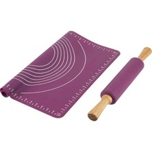 Macgon Vişne 2li Silikon Hamur Açma Mati ve Merdane Seti