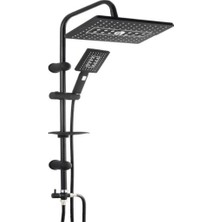 Venüs Shopping Lüks Robot Duş Seti Mat Siyah Dikdörtgen | Çok Fonksiyonlu Yağmur Robot Duş Sistemi Siyah