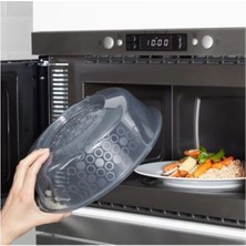 Macgon Prıckıg Mikrodalga Yanmaz Kapak Çap 26CM Yükseklik 9cm Koruyucu Fırın Kapağı Mavı Renk A Kalıte